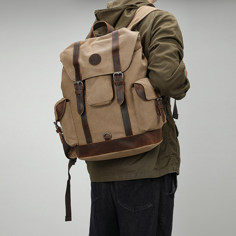 Retro Men's Outdoor Cycling Ca - Canvas Backpack Casual 评论和价格