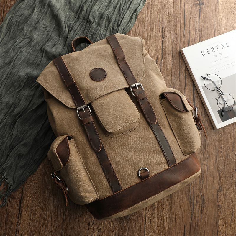 Retro Men's Outdoor Cycling Ca - Canvas Backpack Casual 评论和价格
